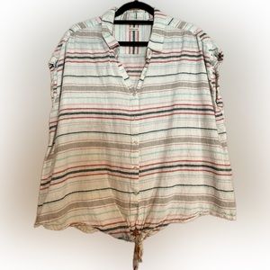 Weatherproof vintage brand XXL tie wasted linen shirt.